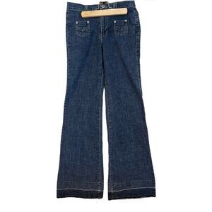 VTG Just USA juniors sz 5 x 35 ”L flare blue jeans